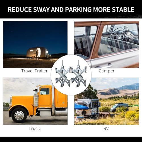 Image of SUZANNE Camper Wheel Chock Stabilizers - X-Shaped Design with Wrench & Lock for 3.25 inch to 10 inch Tire Spaces - Corrosion Resistant for Dual Axel RV, Travel Trailer, Camper & Truck Tires (2-Piece Set)