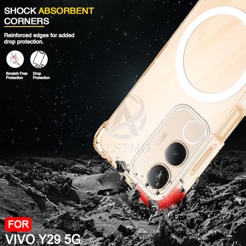 Image of AESTMO Clear Back Cover for Vivo Y29 5G | 360 Protection | Transparent Back Cover for Vivo Y29 5G (PC + TPU, Compatible with MagSafe Accessories, Transparent Bumper)