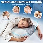 Oreillers à col cervical avec mousse mémoire - Oreillers à cou pour soulager la douleur Oreil à mémoire en mousse de contour Soutien ergonomique à cou - Oreillers à lit orthopédique réglables avec étui respirant pour dormir