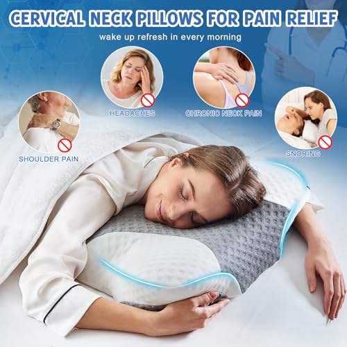 Memory Foam Cervical Neck Pillows - Side Sleeper Pillows for Pain Relief Contour Memory Foam Pillows Ergonomic Neck Support - Adjustable Orthopedic Bed Pillows with Breathable Pillowcase for Sleeping - Image 5