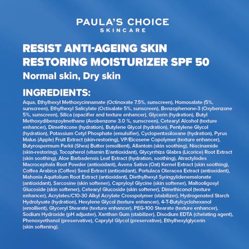 Paula's Choice RESIST Anti Aging Tagescreme LSF 50 - Anti Falten & Pigmentflecken Sonnencreme - Gesichtscreme mit Niacinamid & Sheabutter - Normale bis Trockene Haut - 60 ml