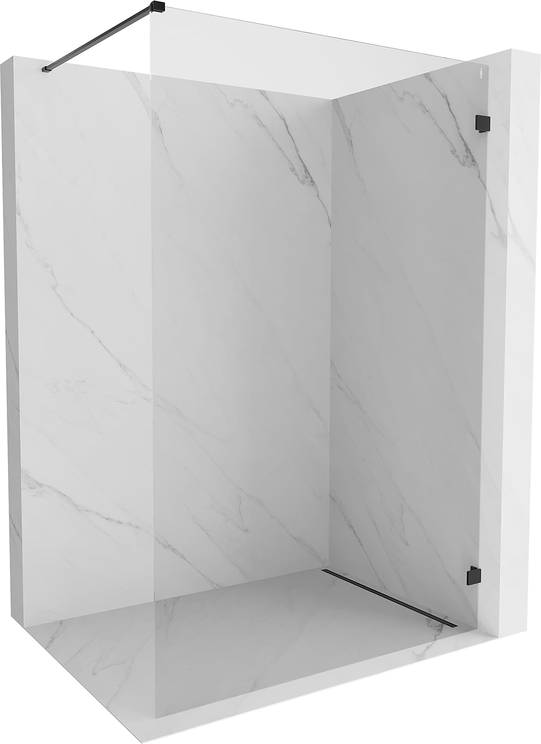 Mexen Lunar Parete Doccia Walk-In Destro 70x200 Trasparente 8mm Nero
