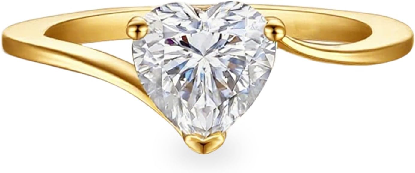 1-4 Carat Heart Cut Moissanite Engagement Ring, D Color VVS1, 10K, 14K, 18K White/Rose/Yellow Gold Solitaire Halo Moissianite Wedding Ring, Promise Anniversary Ring for Women and Wife