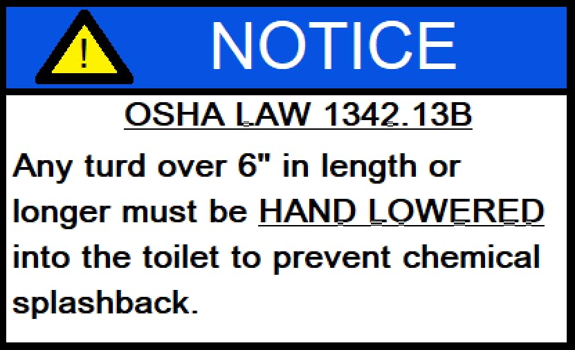 (20 PACK) OSHA LAW 1342.13b OSHA Gag Stickers Handmade