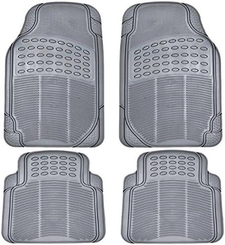 BDK All Weather Rubber Floor Mats for Car SUV & Truck - 4 Pieces Set (Front & Rear), Trimmable, Heavy Duty Protection (Grey), 1 Count (Pack of 1)