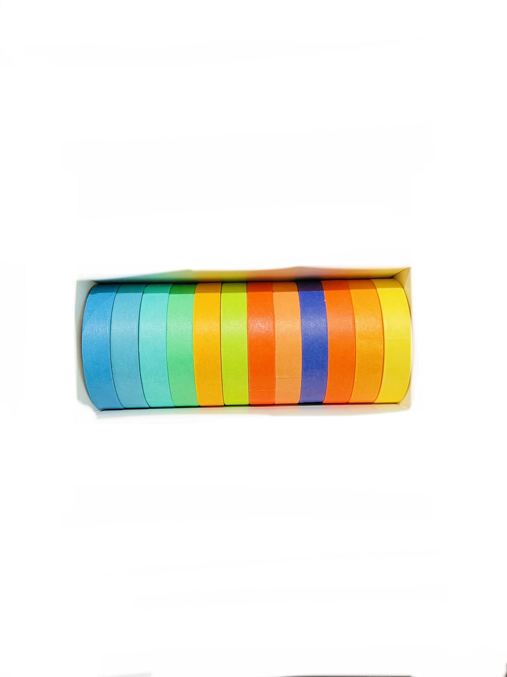 Imicreate 12 Rolls Paper Tape Rainbow Washi Tape Candy Color Sticky Paper Masking Adhesive Tape Scrapbooking Accessory diy decoration, greeting card decoration, school project work