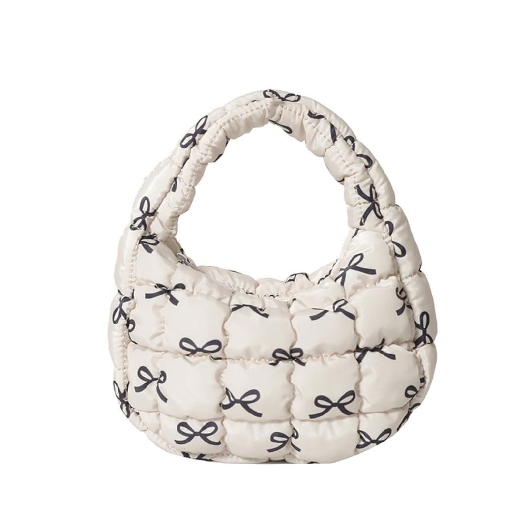 Quilted Puffer Tote Bag Mini Handbag Puffer Puff Bag Puffy Nylon Bag Lightweight Carryall Bag Puffy Purses for Women
