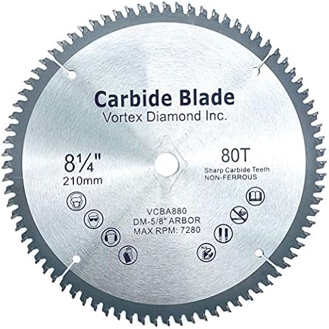 ALSKAR DIAMOND ASB 8-1/4 Inch 80 Teeth TCT Non-Ferrous Metal Cutting Circular Saw Blade (8-1/4" 80 Teeth) Cover