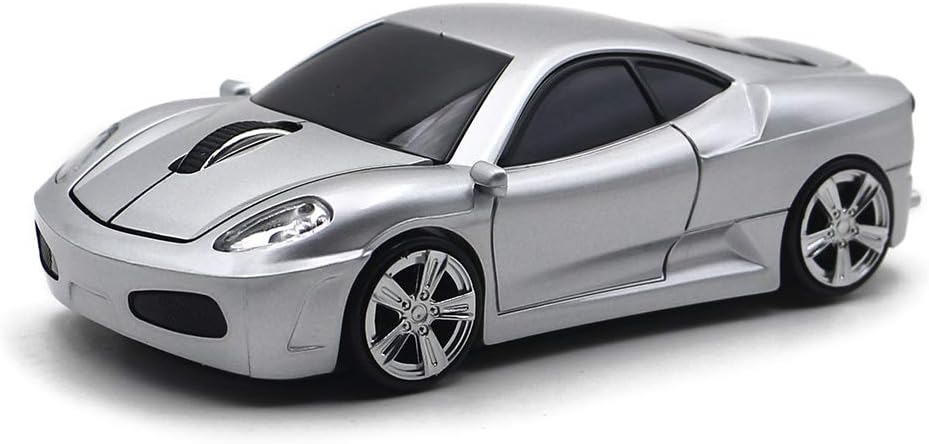 MGbeauty Wireless Mouse Sports Car Mouse Computer Optical Mice for PC Laptop MAC (Silver)