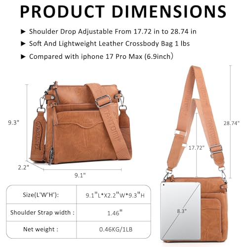 TANTOMI Women's Casual Crossbody Bag, Stylish and Functional Everyday Shoulder Purse with Adjustable Strap for Travel & Commute, Light Brown — view 6