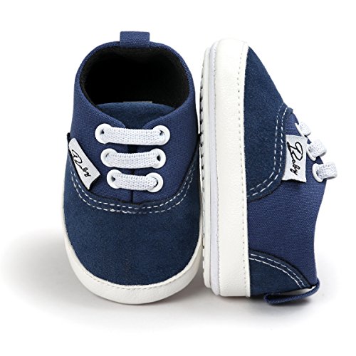 Image of Unisex Baby Boys Girls Canvas Sneakers Soft Rubber Sole High-Top Ankle Infant Crib Shoes Toddler First Walkers