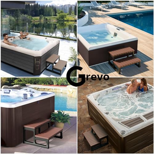 Hot Tub Steps Grey/Spa Steps for Round or Straight Sided Spa, Non-Slip Steps for Outdoor/Indoor (Grey)