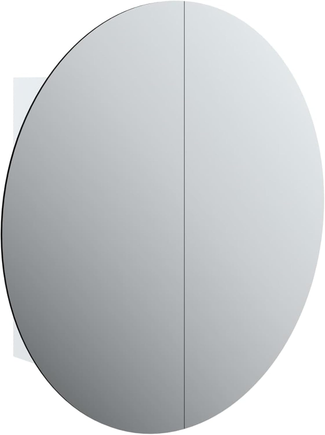 Gecheer Bathroom Cabinet with Round LED Mirror, Wall-Mounted Vanity Storage Unit, White Engineered Wood, 54 x 54 x 17.5 cm