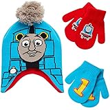 Mattel Thomas The Train Winter Hat & 2 Pair Mittens Set (Toddler), Size Age 2-4, Thomas Big Face