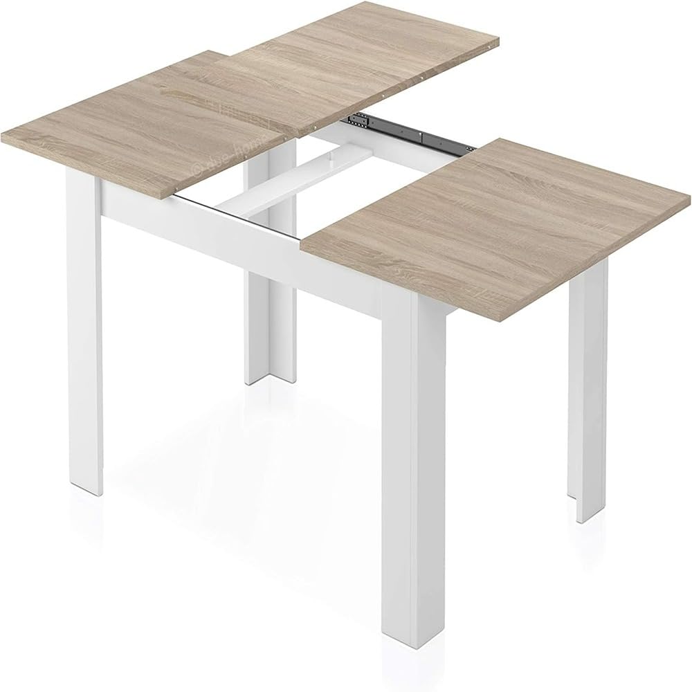 Habitdesign Mesa de Comedor Extensible, Mesa salón o Cocina, Acabado en Color Blanco Artik y Roble Canadian, Modelo Kendra, Medidas: 140-190 cm (Largo) x 90 cm (Ancho) x 78 cm (Alto)