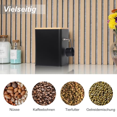 GREELUE 6.5L Waschmittel Aufbewahrung mit Dosierlöffel, Waschpulver Box, Futter Container, Aufbewahrungsbox für Kekse, Kaffeebohnen, Tierfutter (Schwarz)