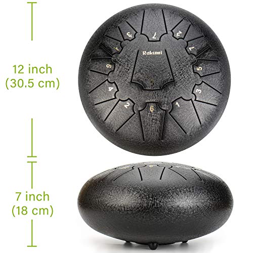 12 Inch 13 Note Titanium Steel Tongue Drum Percussion Instrument Hand Pan Drum with Drum Mallets Carry Bag - Thumbnail 5