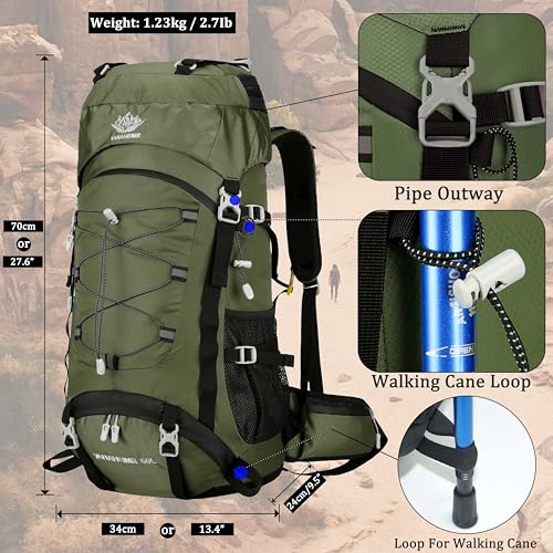 Mochila de senderismo y camping 60L con cubierta impermeable miniatura 2