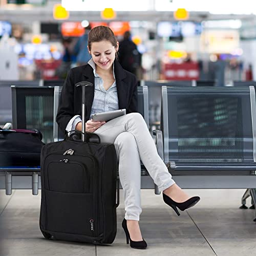 5 Cities 55cm Maleta de Cabina 42L con 2 Rueda, Equipaje De Mano - Accesorio De Viaje Carrito para Ryanair, Vueling, Iberia, Air Europa, Easyjet y Muchas Más, Garantía De 2 Años (Negro)