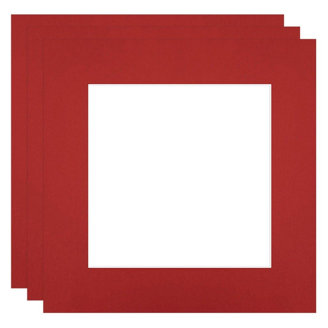 Procut Global 6x6" Crimson Picture Mounts to Fit 4x4" Aperture - Precision Cut Cardboard Photo Mount - Ideal for Frames, Prints, Artwork & Certificates - Sizes & Colours Available - 3 Pack