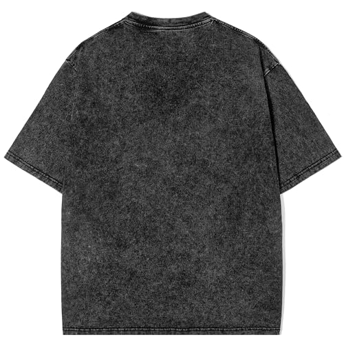 Eadali Men’s Oversized T-Shirts – Washed Cotton Loose Fit Tees, Drop Shoulder Crew Neck, Vintage Baggy Style Streetwear Tops2
