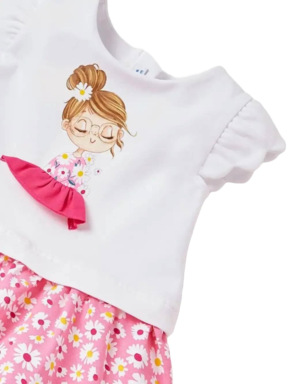 Mayoral 1941 Vestito Estivo Bambina 6-24 Mesi – Rosa con Stampa Bimba e Margherite, Gonna Floreale Ampia, Cotone Leggero, Look Dolce e Comodo Estivo