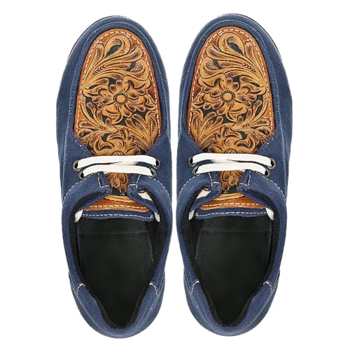 American Darling ADFT118 Hand tooled carved genuine leather trim lightweight shoe footwear slip on