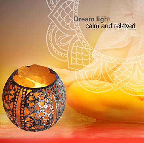 Imy King Salt Night Light,Natural Wall Light Salt Lamp With 2 Bulbs, Himalayan Rocks Salt Lamp With Spherical Metal Basket Gift #TOP1