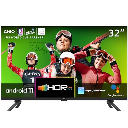 CHiQ L32G7L,TV 32 Pollici Smart TV, Android 11, HD, Frameless TV, Netflix, Prime Video, Youtube, HDR10, 2.4/5G Wi-Fi, Bluetooth5.0, Chromecast, Google Assistant, DVB-T2/T/S2