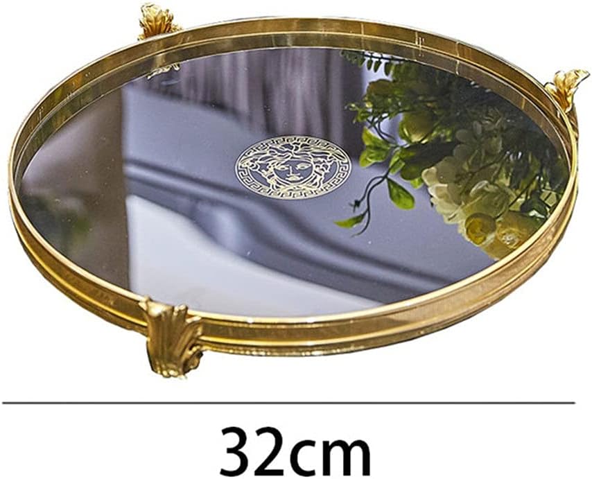 Home Glass Storage Tray Decoration Bathroom Gold Copper Base Shelf Dining Room Service Tray Living Room Decoration
