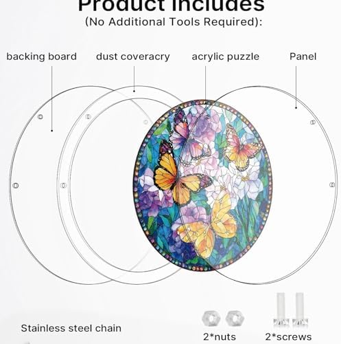 Acrylic Puzzles Suncatcher Window Hanging, 83 Pieces Stained Glass Sun Catcher Puzzle Decoration for Home Garden, Birthday Gifts for Mom Women Adults (Butterfly) — view 3