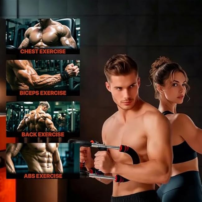 MACYO Saker Twister Arm Trainer 40-110lbs Adjustable, Portable Home Gym Equipment for Chest & Arm Workout - Detachable Spring Steel Design, Anti-Slip Foam Grip