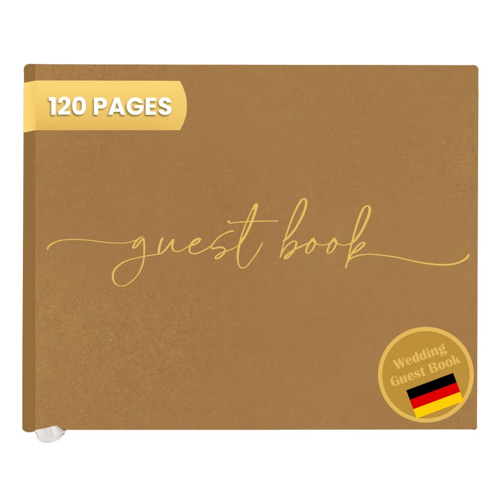 Plantvibes Wedding Guest Book, 120 Thick Pages that Prevent Ink from Bleeding Through, Modern Style with Golden Title