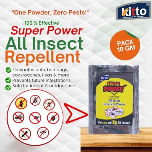 Image of KITTO Super Power All Insect Repellent Organic Spray Powder, For Cockroach, Ant, Bed Bug, Fly & Spider (Pack of 3) Make Solution of 6 litres of water.