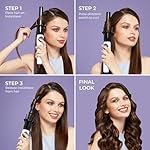 KISS Instawave Deluxe Automatic Rotating Curling Iron, Patented Automotic Spinner, 2-Way Rotation, 1” Ceramic Ionic Wand, Dual Heat Settings, 420° Max Temperature, Black & White - Image 3