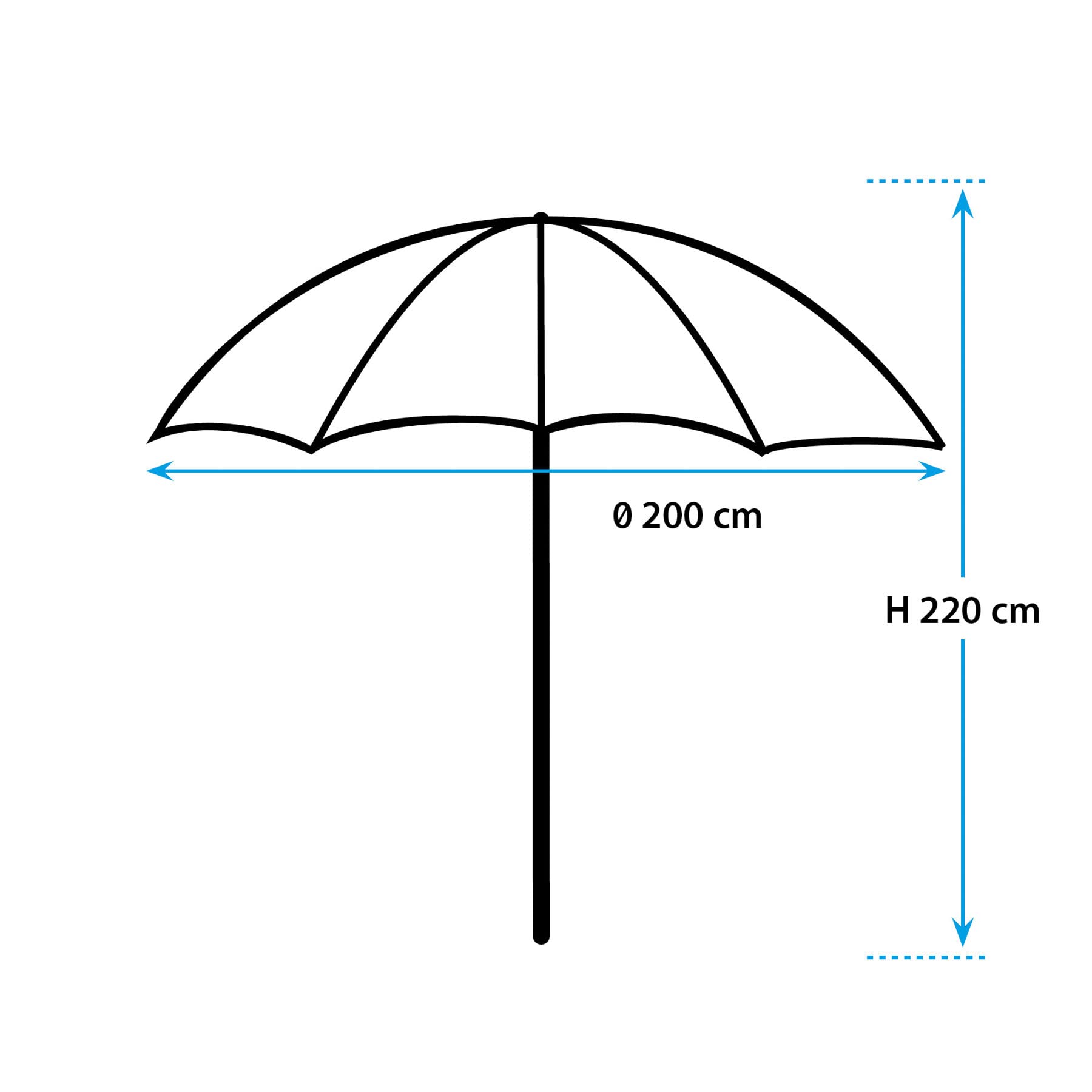 BRUNNER 0113013N Moderno Ombrellone da Sole Grigio/Azzurro, Solado, Diametro 200 Cm e Altezza 220 Cm