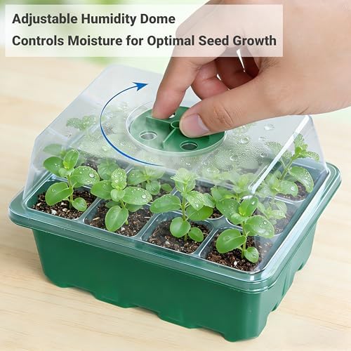 10 Pack 120 Cells Seed Starter Trays with Ventilation Holes - Reusable Seedling Starter Kit for Vegetables, Herbs, Flowers - Indoor Gardening, Plant Germination & Seed Starting (Green) — view 6