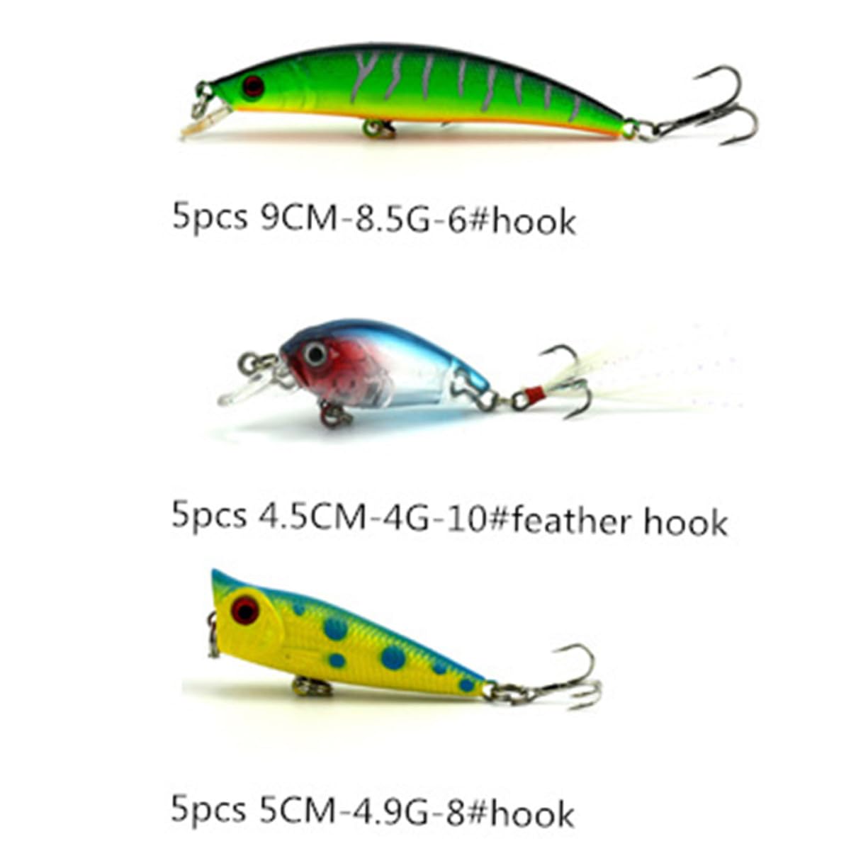 ibasenice Set de 30 Leurres de Pêche en Métal de Poisson, 6 Spécifications, Appâts Synthétiques Attractifs Pêche Sportive Eau Douce