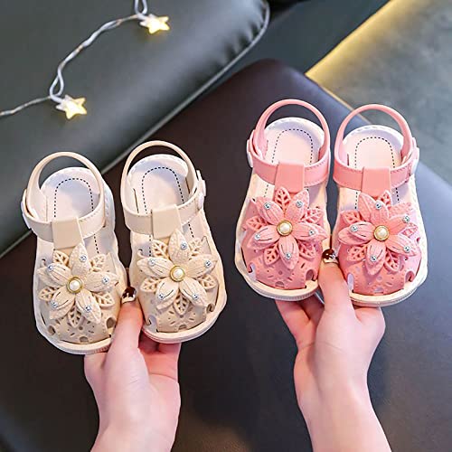Kid Water Shoes Summer New Lightweight Soft Bottom Breathable Non Slip Cute Flower Girls Fashion Beach Sandals (Red, 4 Infant)3