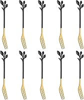 Vista 8 de AnSaw Juego de 10 Tenedores de Postre Mini Hoja Dorados - 4.7" Elegantes Tenedores de Acero Inoxidable para Frutas, Aperitivos, Pasteles y Ensaladas