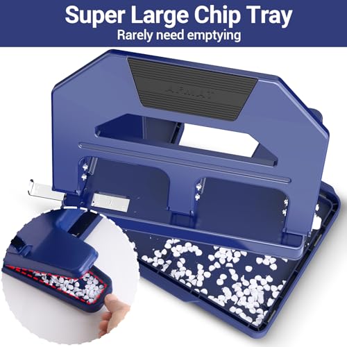 Image of AFMAT 3 Hole Punch Heavy Duty, 40-Sheet Three Hole Puncher for Binder, 50% Reduced Effort Paper Punch, 10K+ Uses, Office Metal Hole Puncher 3 Ring w /Large Tray, Bulit-in S.S. Paper Guide, HPX2(Blue)