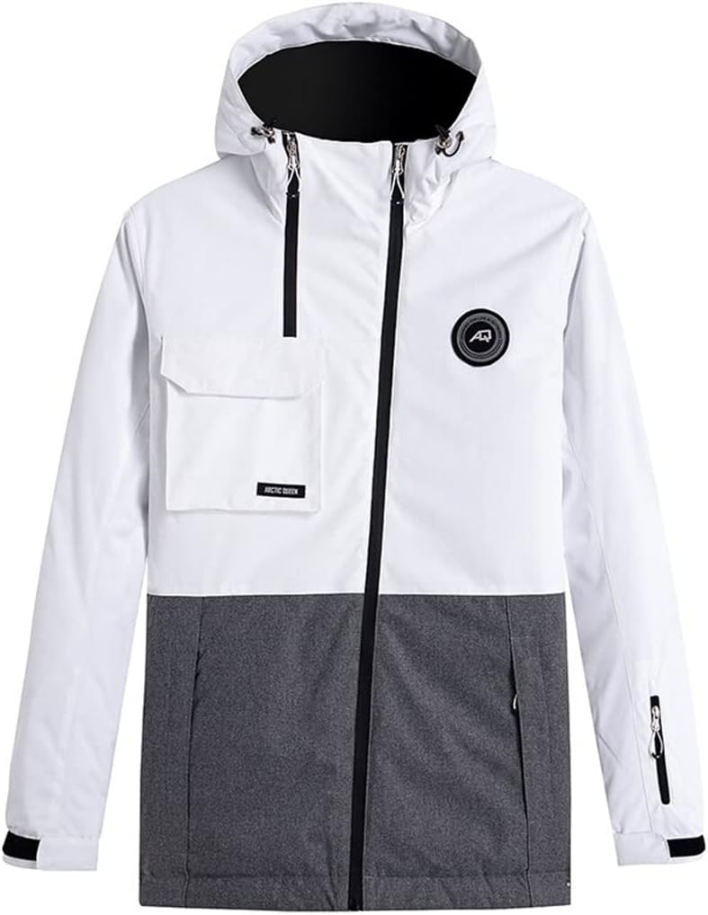 Alloaone Oblique Zipper Color Snow Suit Wear Waterproof Costume Snowboarding Clothing Ski Jacket + Pant