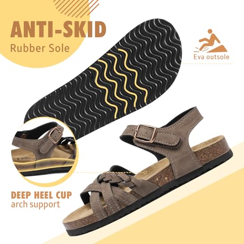 XTJSCBDSH Girls Boys Sandals with Cork Footbed Adjustable Buckle Braided Strap Sandals with Back Strap Open Toes Slides Sandals Summer Casual Shoes for Big Kids3