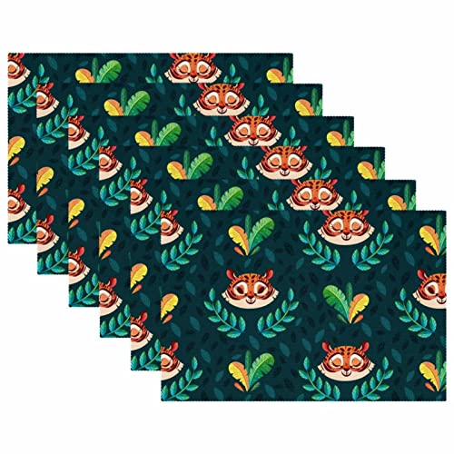 Sets de table tigre antidérapant résistant chaleur table manger x6