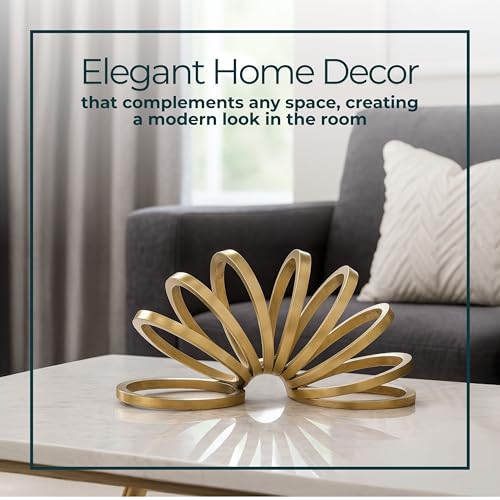Slinky Ring Decorative Object – Circular Aluminum Sculpture Modern Home Decor – Minimalist Shelves & Coffee Table Decor for Office & Living Room – 10.75" x 5.5", Gold - Image 5