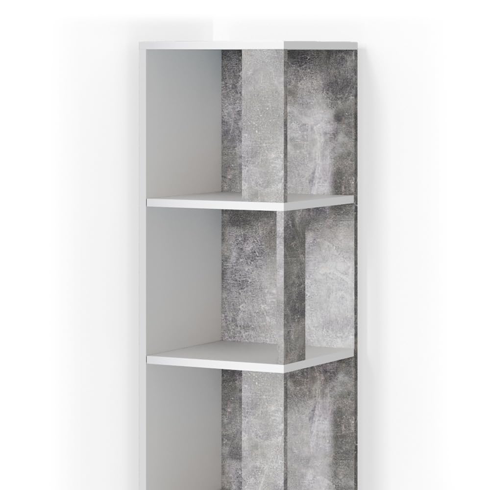 Vicco Étagère d'angle Lio, Béton, 33.3x162.2cm, pour Le Rangement de Livres et d’Objets déco dans Les Coins de la pièce