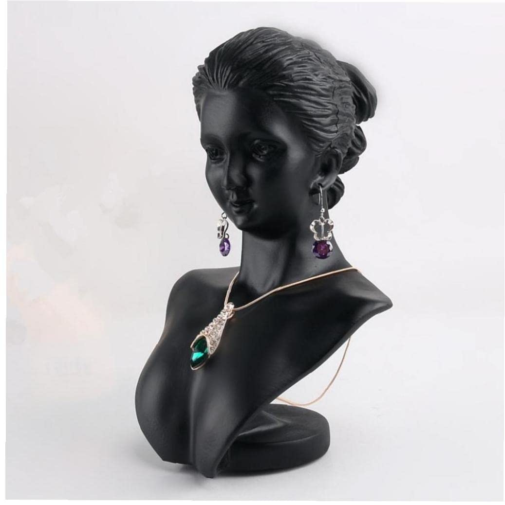 Présentoir bijoux mannequin porte-collier en résine noire pour vitrine de magasin