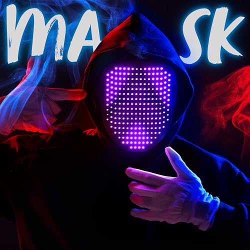 Spooktacular Creations Halloween Led Mask, 50 Patterns Dynamic Static Images, Face Transforming Light Up Mask with Gesture Sensing, Glow Masks Cosplay Costume Accessory for Adult Teen, Party Dress Up by Spooktacular Creations - Image 5