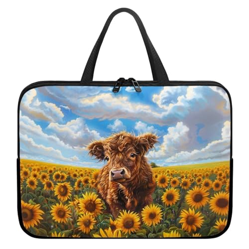 Funda para Laptop 17 pulgadas Estampado Sunflower Highland Cow miniatura 1