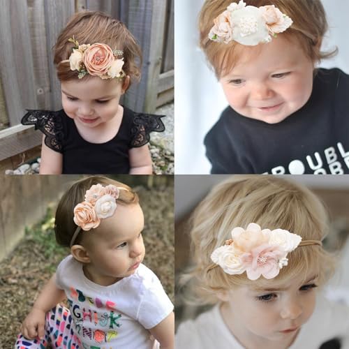 7 Pcs Newborn Photography Props Wrap Kits 3 Pcs Baby Wraps 4 Pcs Flower Headband Baby Photoshoot Props Photo Supplies for Boy Girl Infant Toddler by Taluokong - Image 4